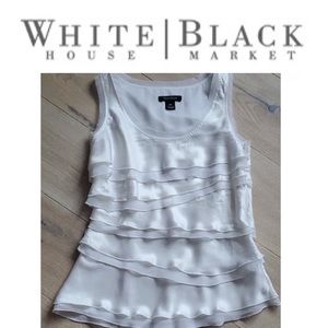 🥂HOST PICK🥂🤍Silk Ruffle White Sleeveless Top